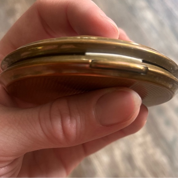 Early 19th century Romantic VTG Brass Victorian Ceramic Painting Compact Mirror - Picture 5 of 12